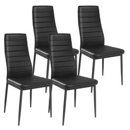 Kadyn - Dining Chairs, Kitchen Chairs Trattoria Chairs,4 Pieces Modern Leather Dinning Chairs Set with Metal Frame - Black