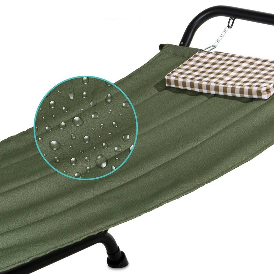 Angle. Hivvago - Green Waterproof Patio Hammock w/ Stand Pillow Storage Pockets - Green.