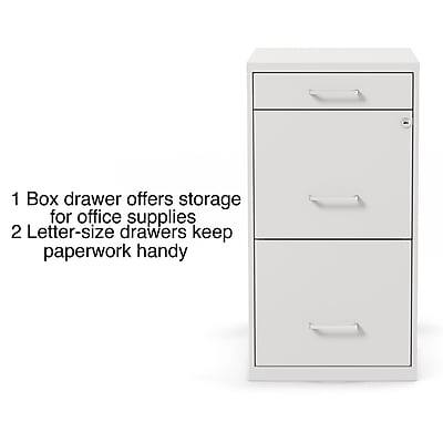 1 Box drawer offers storage for office supplies  
2 Letter-size drawers keep paperwork handy