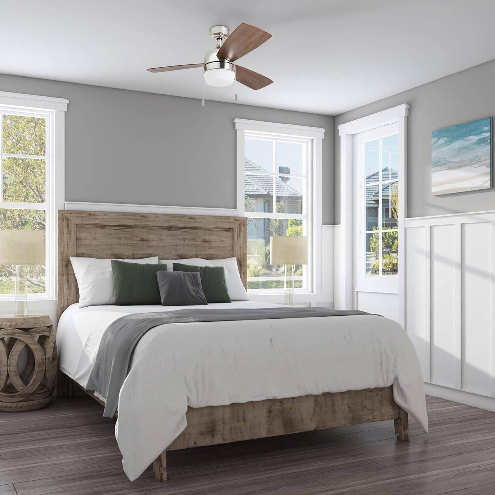 Alt View 1. Honeywell - Honeywell Barcadero 44" Indoor LED Ceiling Fan with Pull Chain, Brushed Nickel - Brushed Nickel.