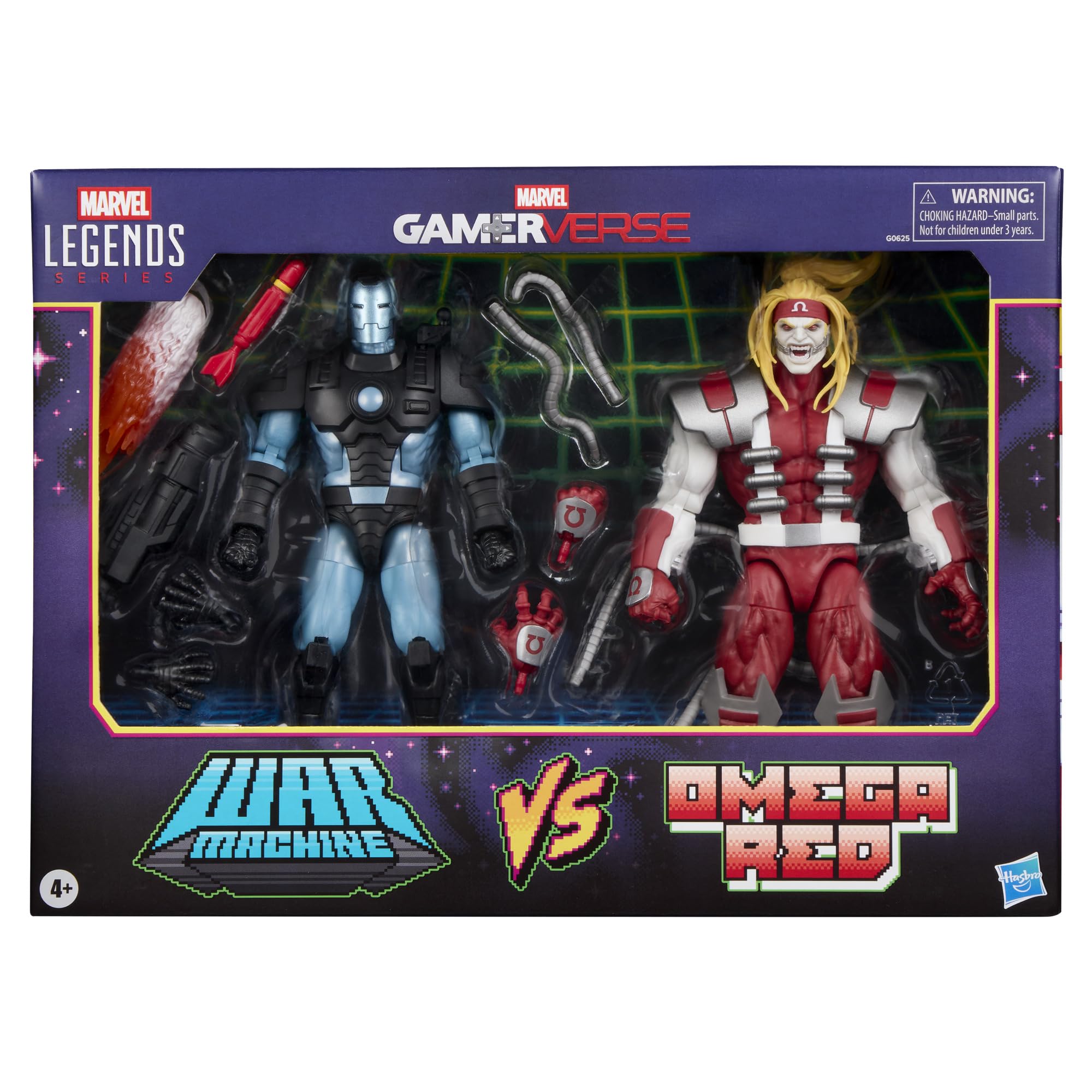 MARVEL LEGENDS SERIES  
MARVEL GAMERVERSE  
WARNING: CHOKING HAZARD - Small parts. Not for children under 3 years.  

WAR MACHINE vs OMEGA RED  

4+