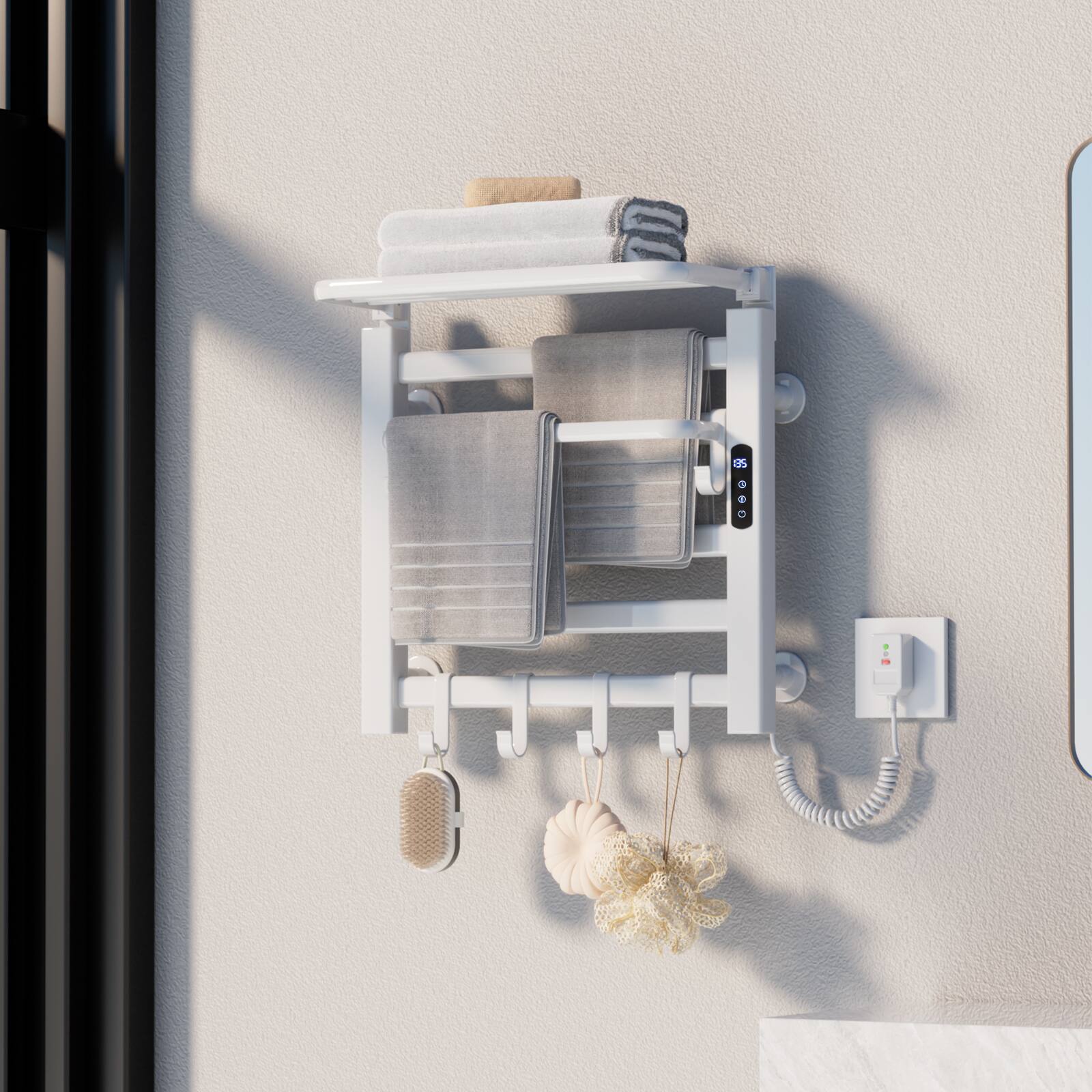 Alt View 1. Circus Cirle - 6-tube towel heater, wall-mounted heated towel rack - white.