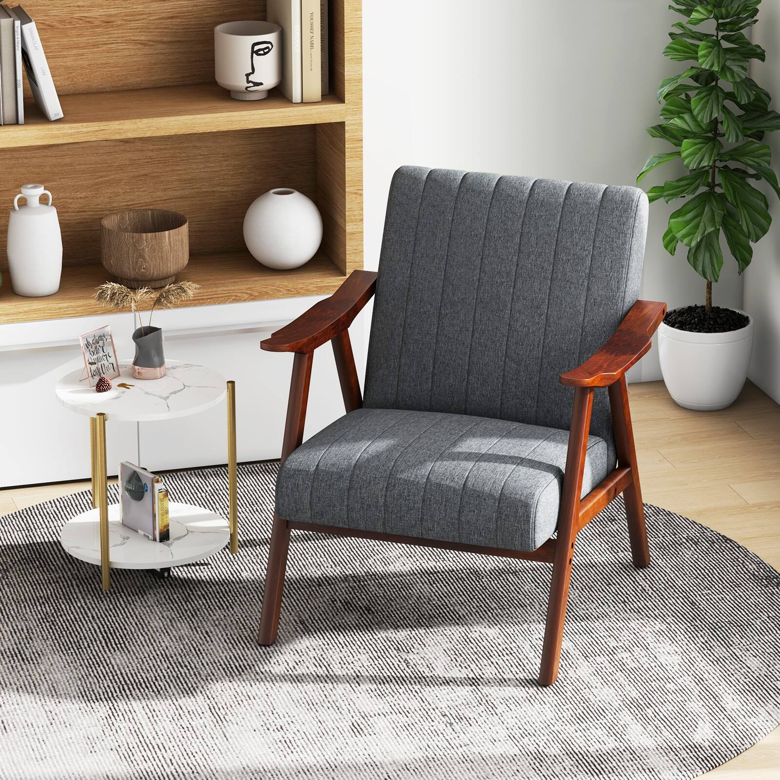 Alt View 1. Ecooso - Modern Accent Chair Leisure Armchair with Felt Pads for Easy Movement - Light Gray.