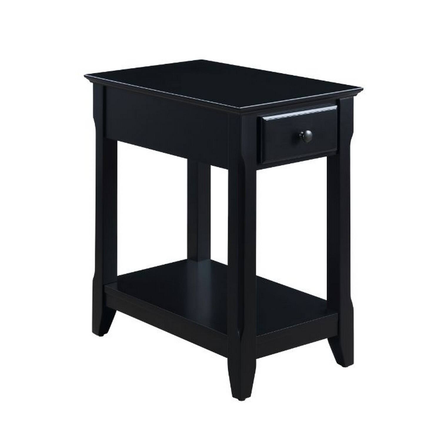 Front. Manhattan Lane - Accent Table with 1 Drawer and Bottom Shelf - Black.