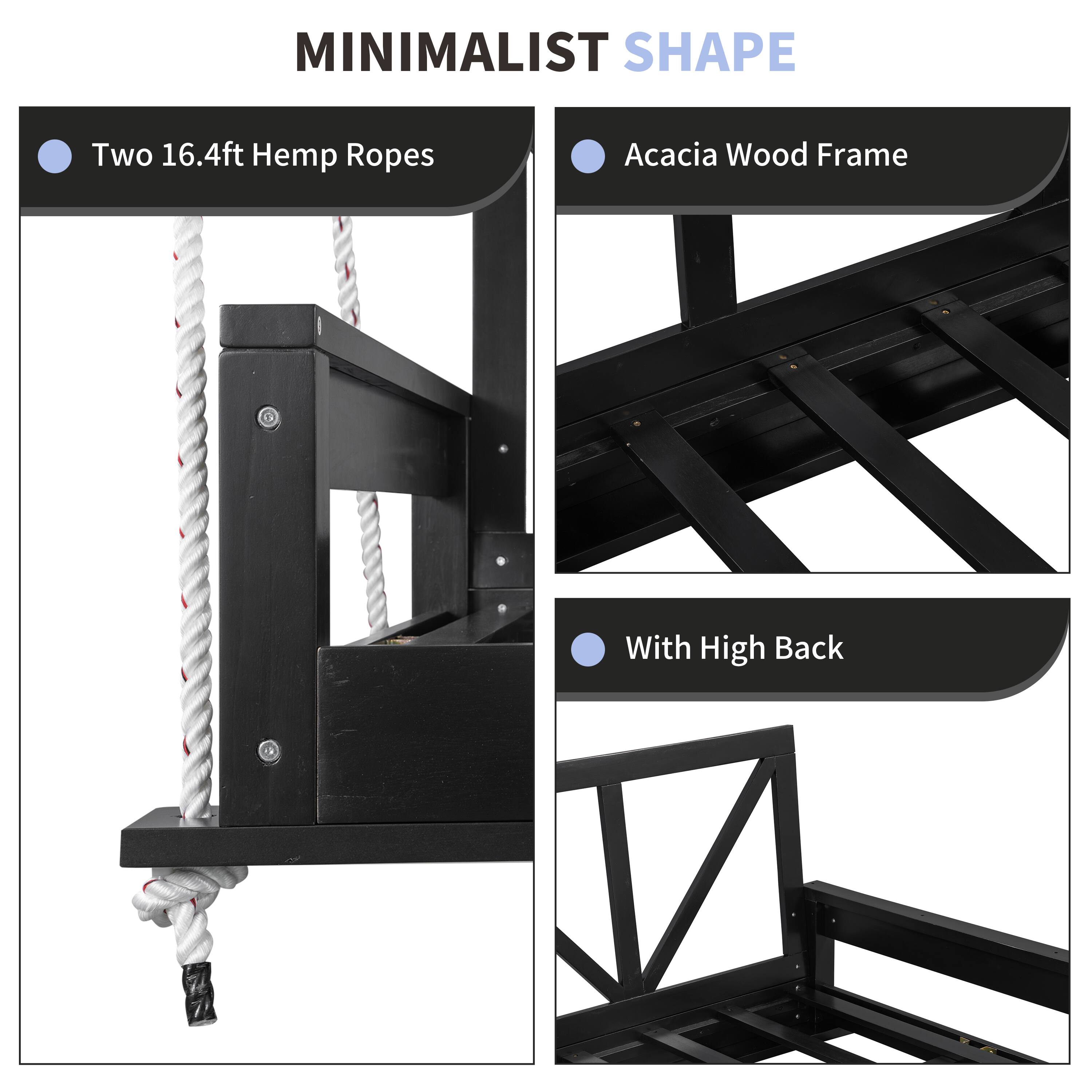 MINIMALIST SHAPE

- Two 16.4ft Hemp Ropes
- Acacia Wood Frame
- With High Back