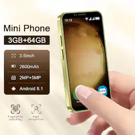 Loheer - S24 Mini Smartphone for Kids 64GB Pocket Phone Dual SIM HD Screen Small Smartphone - Gold (Unlocked)