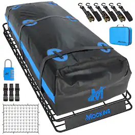 Mockins - 84 in. x 39 in. x 6 in. Extendable Rooftop Cargo Carrier with 35 Cu Ft. Waterproof Rooftop Cargo Bag, Net and Straps