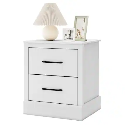 Front. Costway - Costway 2 Drawer Nightstand Bedside Table Compact Sofa End Table - White.