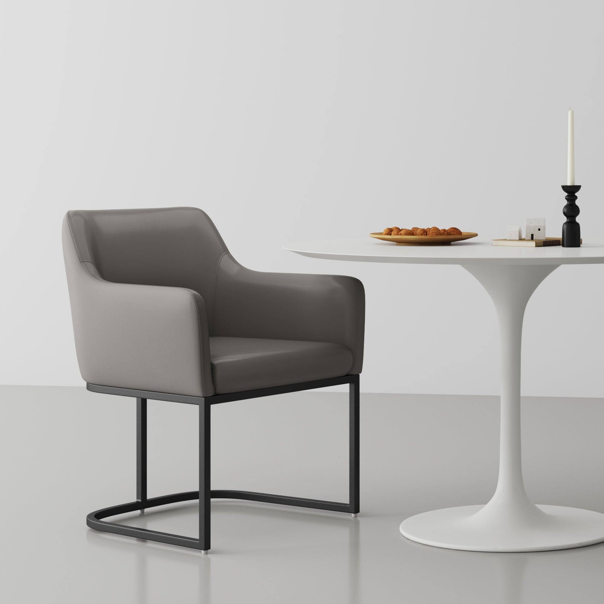 Manhattan Comfort Serena Modern Metal Vegan Leather Dining Chair with ...