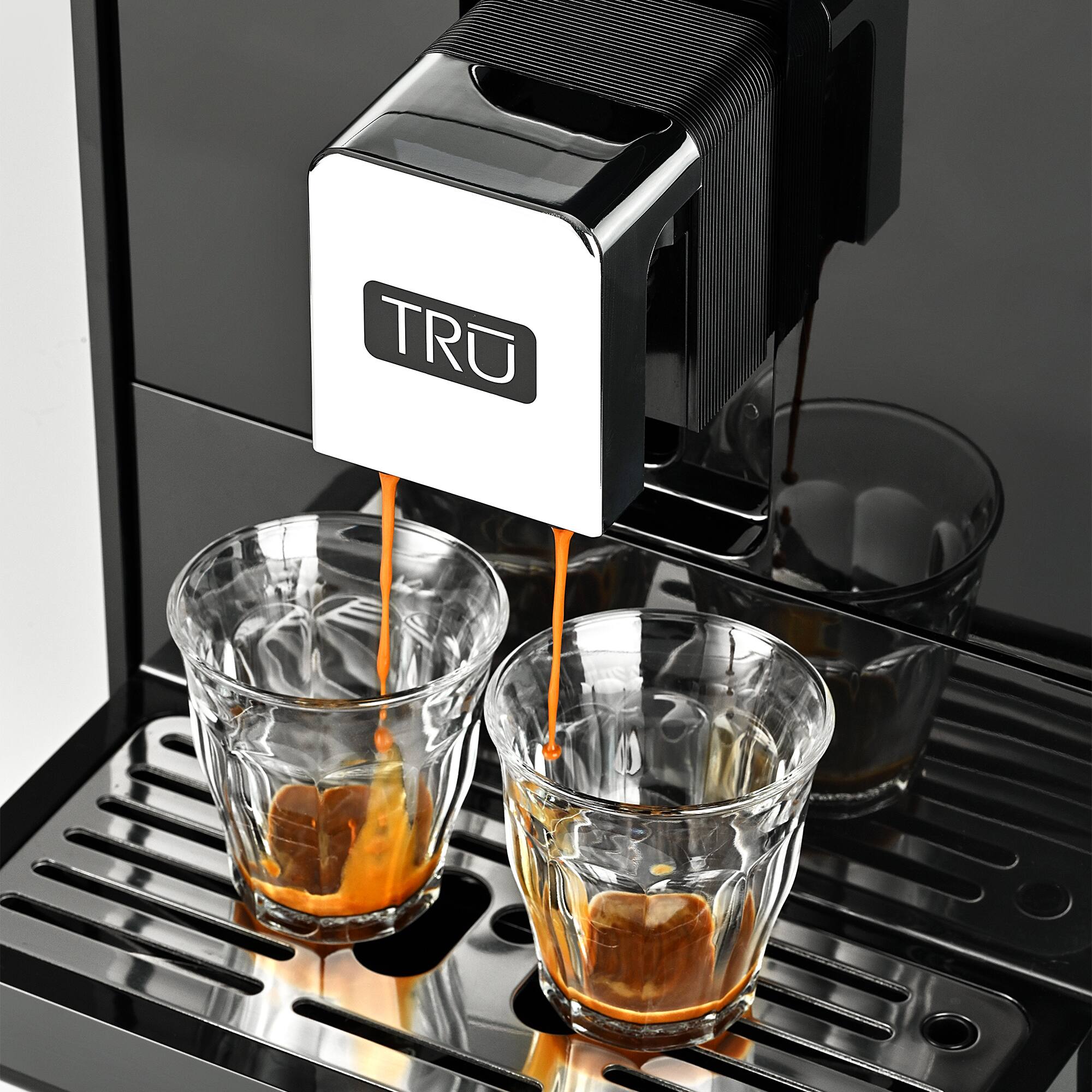 Left. Tru - Automatic Espresso and Coffee Machine with 24 Customizable Preset Beverages - Black.