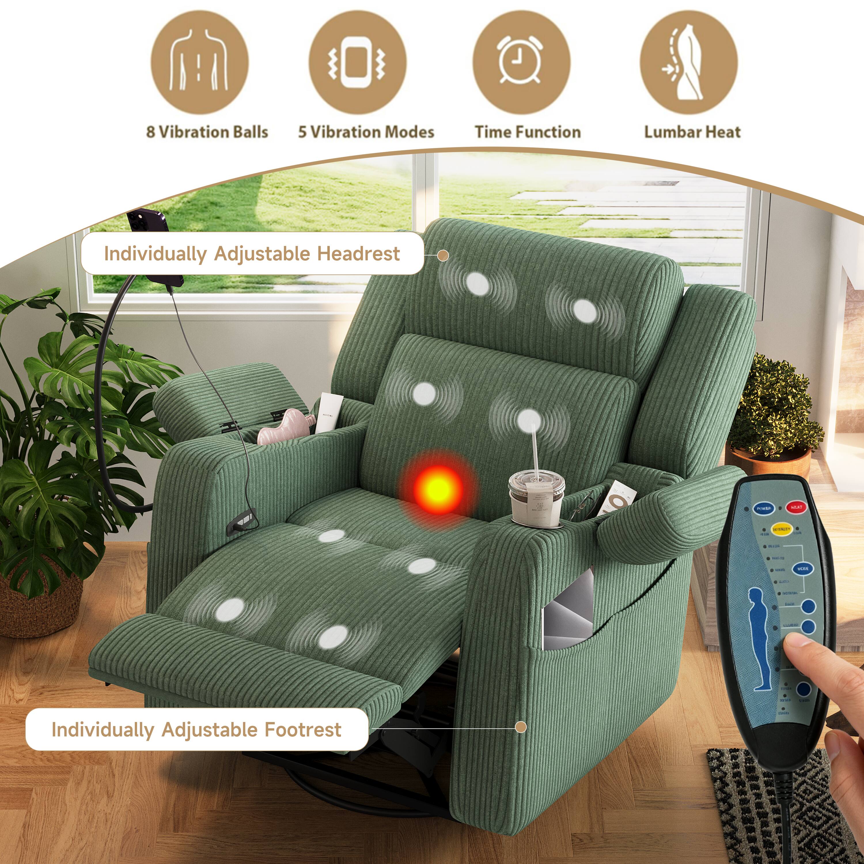 8 Vibration Balls  
5 Vibration Modes  
Time Function  
Lumbar Heat  
Individually Adjustable Headrest  
Individually Adjustable Footrest