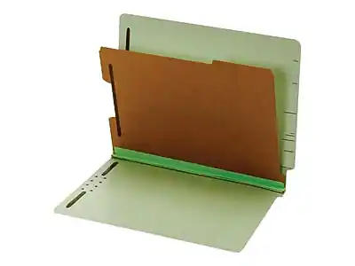 Front. Pendaflex - End-Tab Classification Folders, Letter Size, 1-Partition, Light Green, 10/Box - Green.