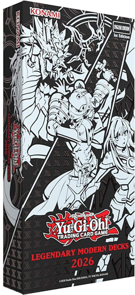KONAMI  
KONAMI  
ENGLISH 1st Edition  
LEGENDARY MODERN DECKS 2026  
SHONENJUMP  
YUGIOH! TRADING CARD GAME  
MODERN DECKS  
LEGENDARY 2026  
TOKYO  
KONAMI  
SHONENJUMP  
TV Stadio Dice C32