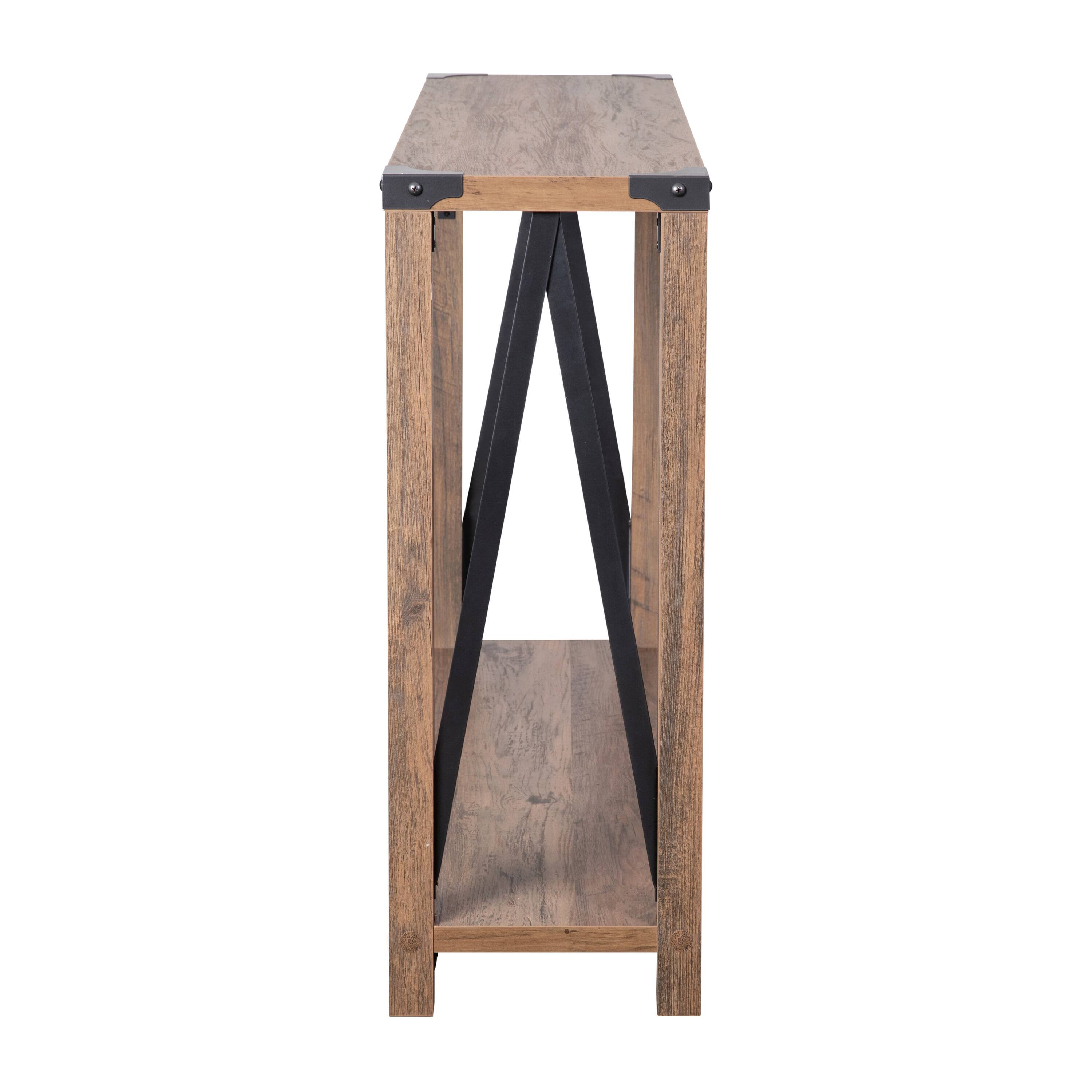 Alt View 7. Emma + Oliver - Marella Engineered Wood Modern Farmhouse Entryway Console Table with Metal Accents - Rustic Oak.
