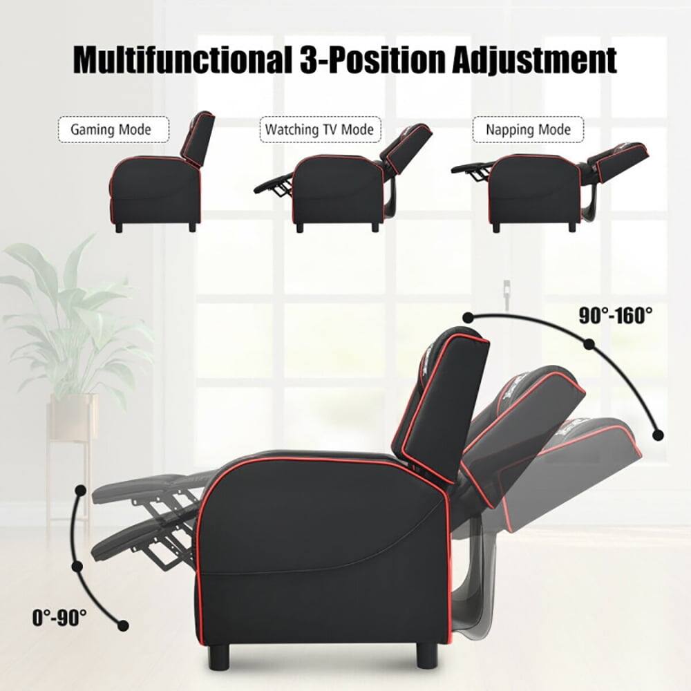 Multifunctional 3-Position Adjustment  
Gaming Mode  
Watching TV Mode  
Napping Mode  
90°-160°  
0°-90°