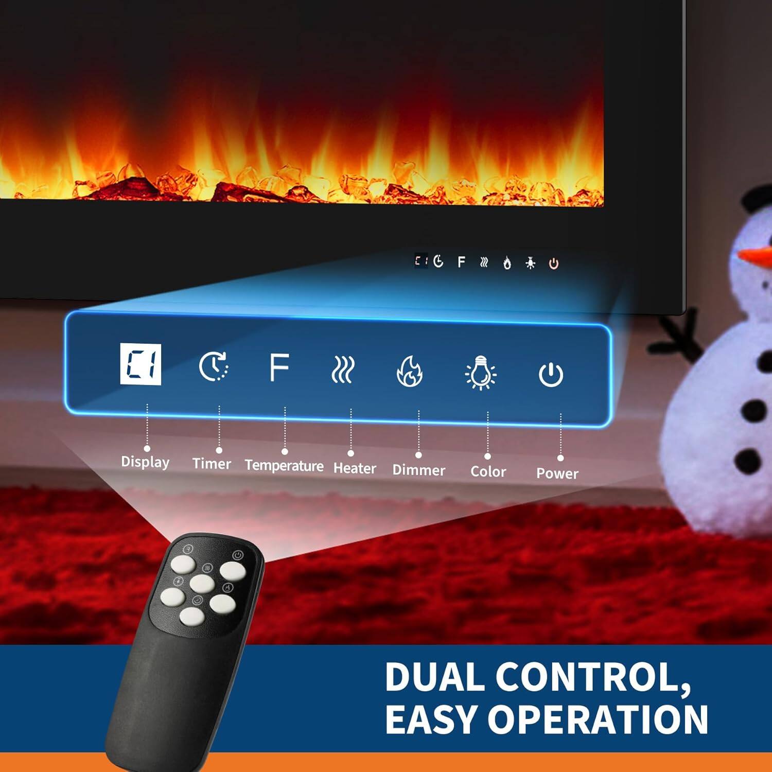 C: CR*U C F a G D F  
Display Timer Temperature Heater Dimmer Color Power  
1 C - C A 4  
DUAL CONTROL, EASY OPERATION