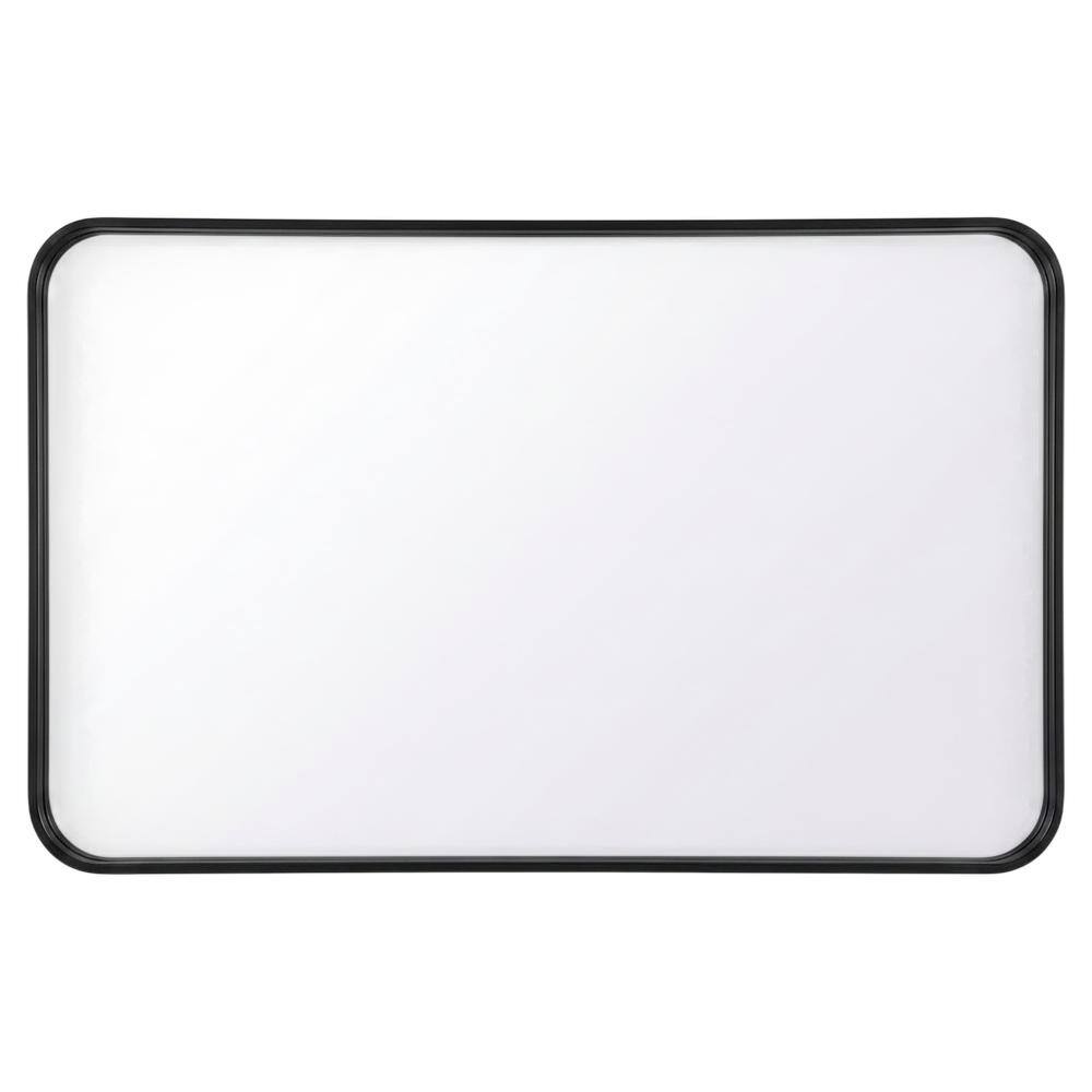 Front. Elegant Decor - Contour Metal Rectangle Mirror 20x36 in Black - Black.