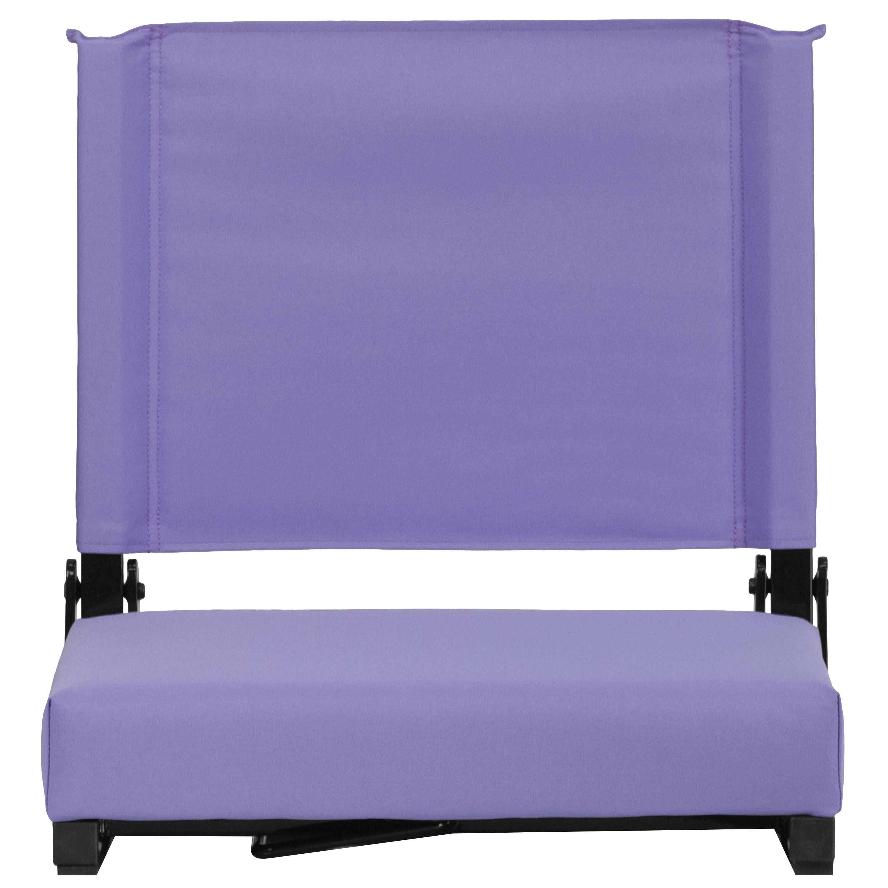 Alt View 7. Emma + Oliver - 500 lb. Rated Lightweight Stadium Chair with Handle & Ultra-Padded Seat - Purple.