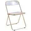 Front. LeisureMod - Lawrence Clear Acrylic Folding Chair, Modern Gold Chrome Frame, Fully Assembled Portable Dining Seat - Clear.