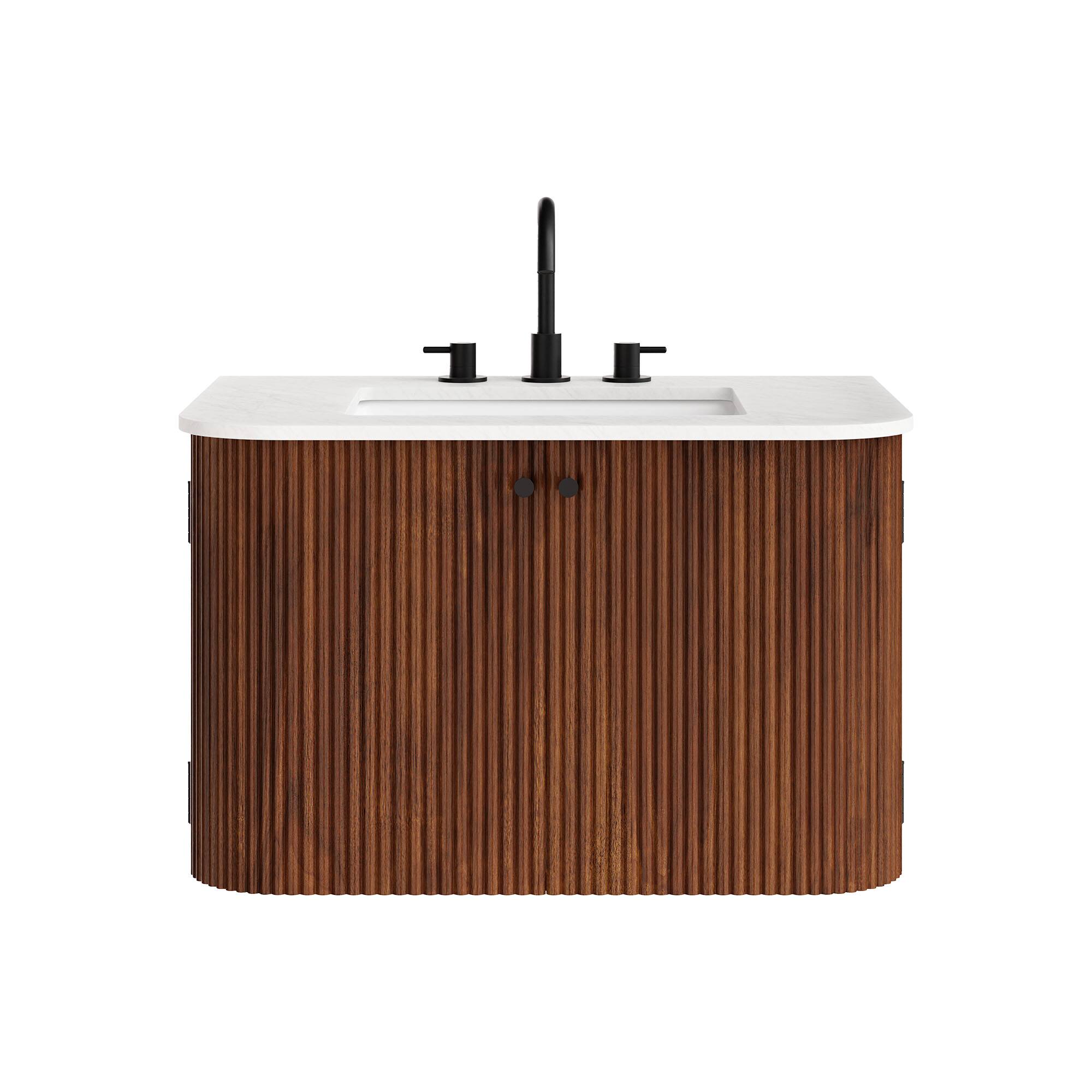 Alt View 4. Modway - Zia Wall-Mount Bathroom Vanity with Marble Sink by Modway - Walnut.