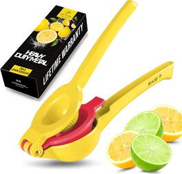 Zulay Kitchen - Metal 2-In-1 Lemon Squeezer - Bright Red and Cyber Yellow