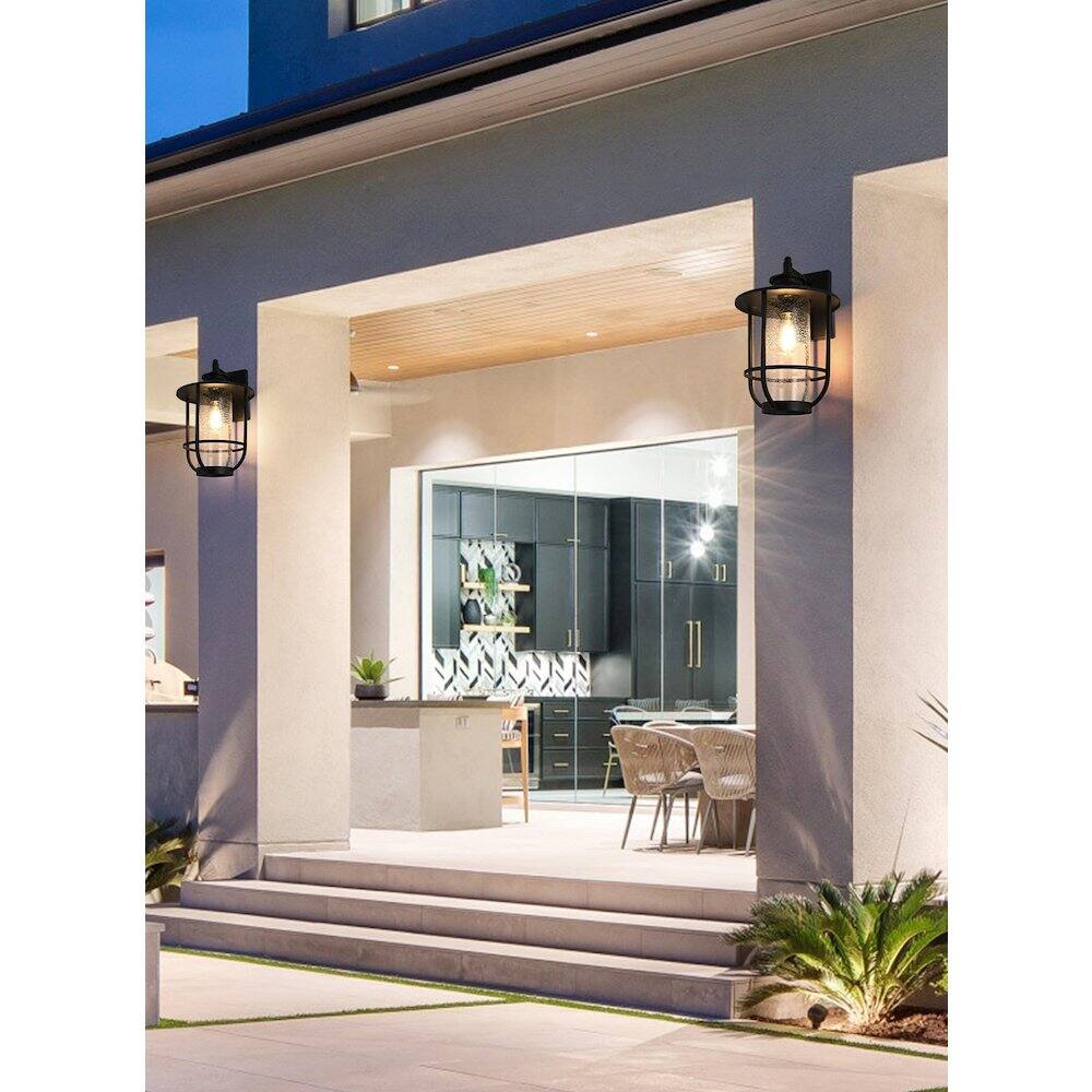 Alt View 4. Elegant Lighting - Janney 11 Inch Outdoor Wall Sconce In Black - Black.