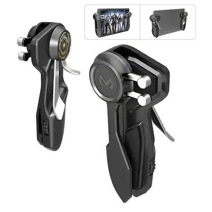 Front. Reds Spade - Pubg Controller For Tablet 4 Triggers 6 Finger Operation Shoot Aim Trigger Gamepad Grip Support 10- Ipad - Black.