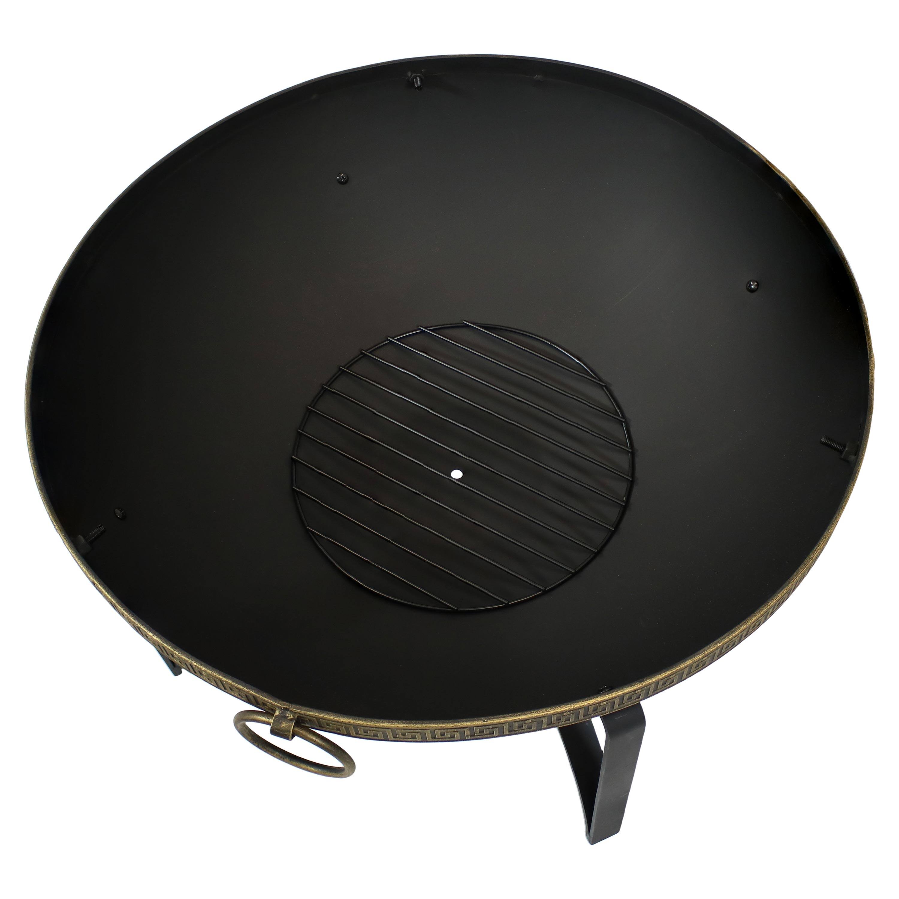 Alt View 5. Sunnydaze - 26 in Steel Outdoor Fire Bowl with Handles and Spark Screen - Black.