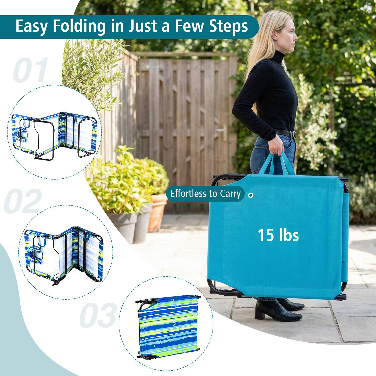 Easy Folding in Just a Few Steps

01

02 Effortless to Carry

03

15 lbs