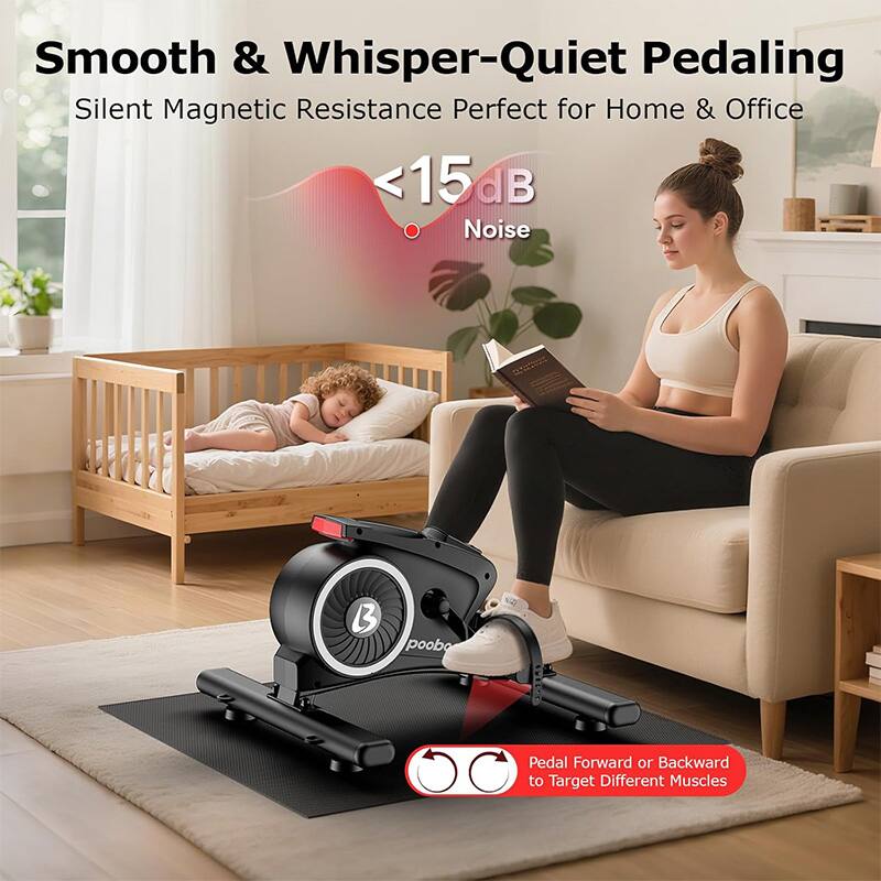 Pooboo Under Desk Quiet Magnetic Mini Exercise With Arm & Leg