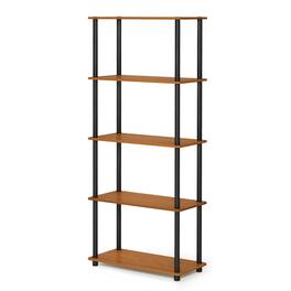 Furinno - Turn-N-Tube 5-Tier Multipurpose Shelf Display Rack, Light Cherry/Black - Light Cherry/Black
