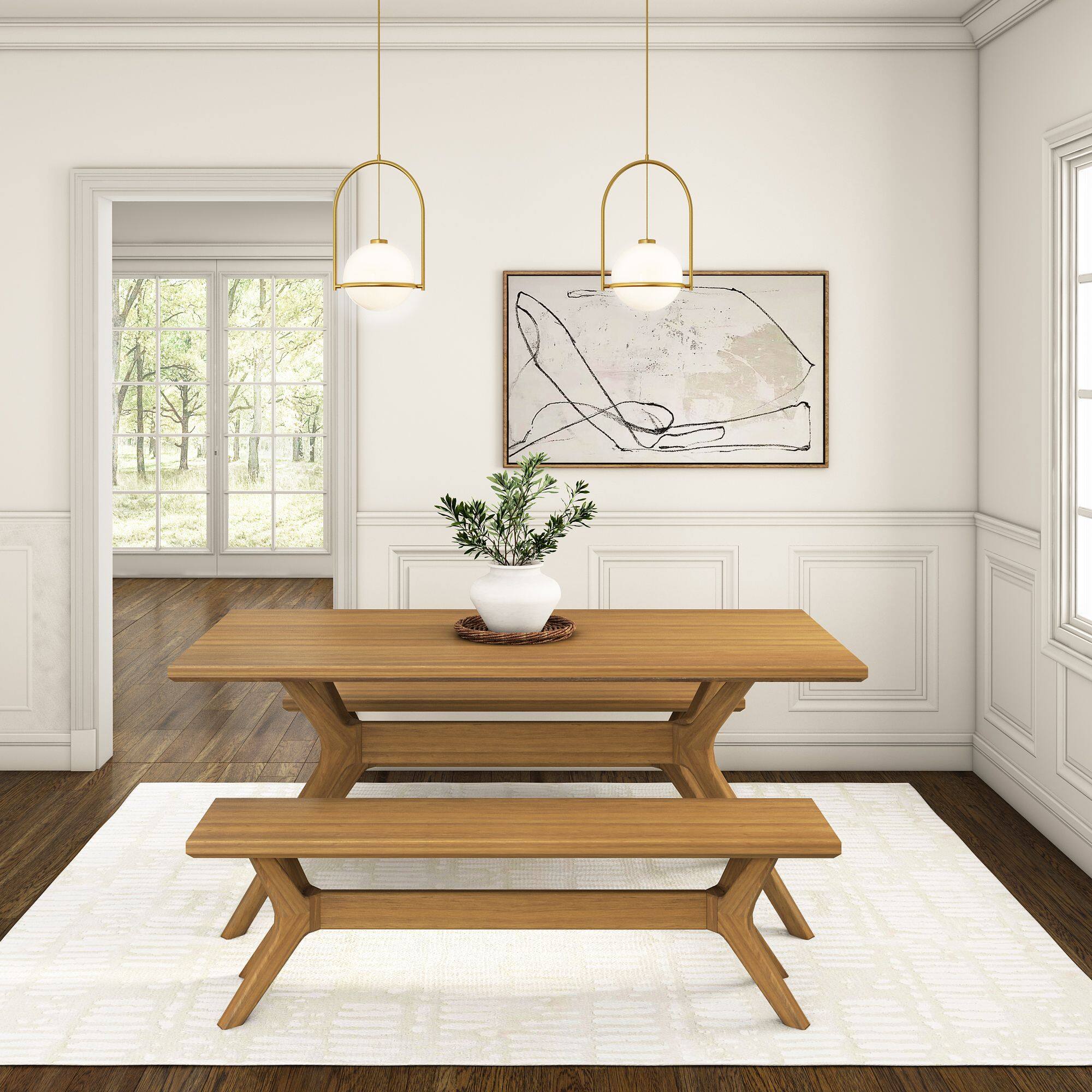 Alt View 5. Plank+Beam - Verso Dining Room Bench (60in / 1520mm), Pecan - Pecan.
