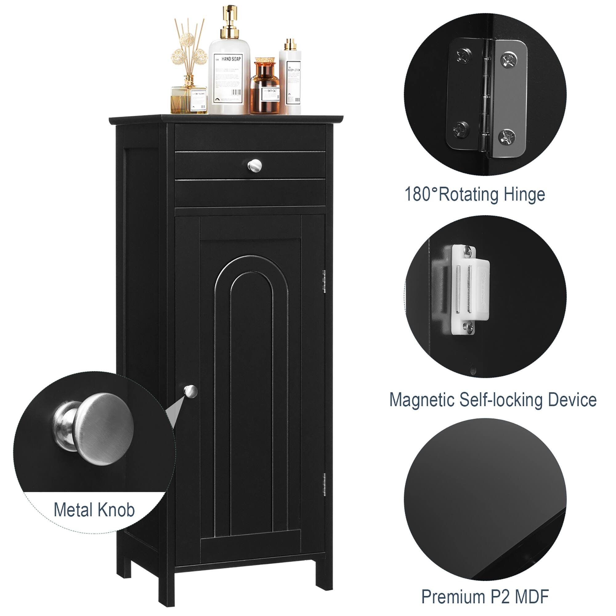 180° Rotating Hinge, Magnetic Self-locking Device, Metal Knob, Premium P2 MDF