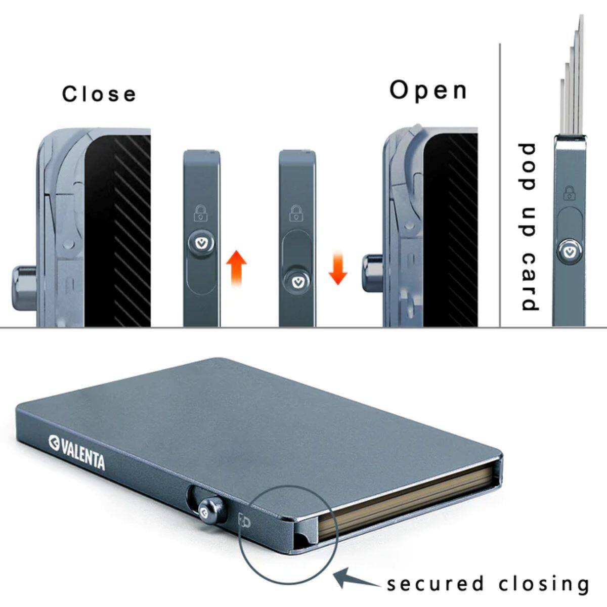 Close Open pop up card VALENTA ED secured closing