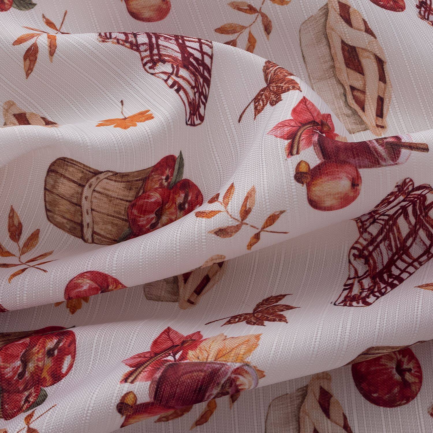 Back. Kate Aurora - Kate Aurora Autumn Harvest Apple Pie & Cider Rod Pocket 3 Piece Cafe Kitchen Curtain Tier & Valance Set - White.