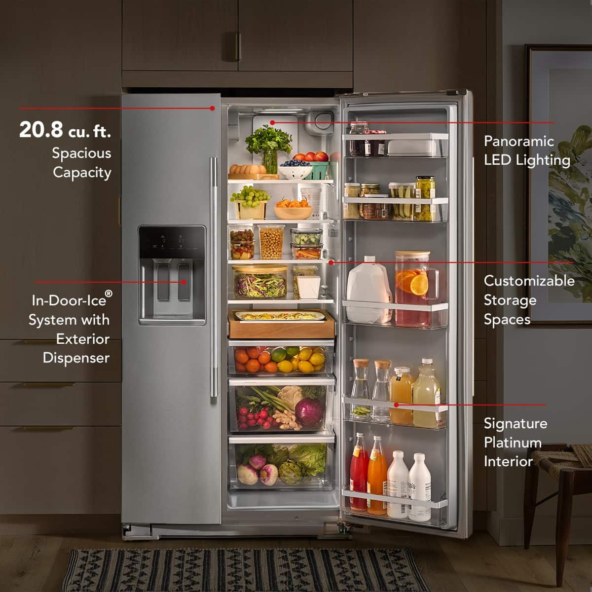 Back. KitchenAid - 20.8 Cu. Ft. Counter-Depth Side-by-Side Refrigerator with Exterior Ice and Water Dispenser in PrintShield Finish - Fingerprint Resistant Stainless Steel.