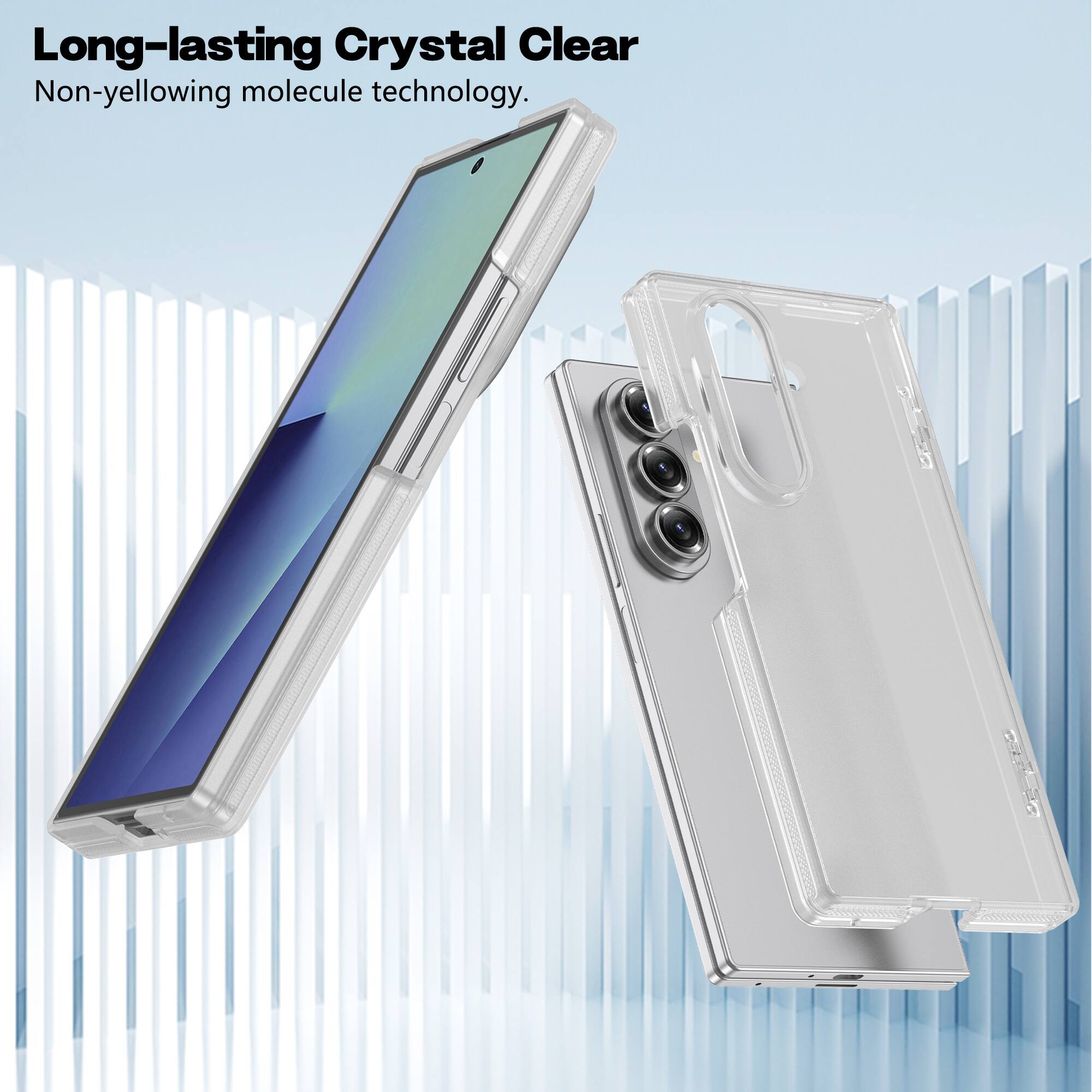 Long-lasting Crystal Clear  
Non-yellowing molecule technology.