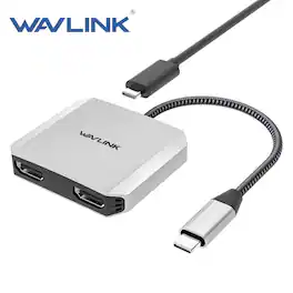 Bundle - WAVLINK - USB C to Dual HDMI Splitter 4K@60Hz, 3-In-1 HDMI Adapter with 87W Power Delivery, Dual Monitors Adapter Powered