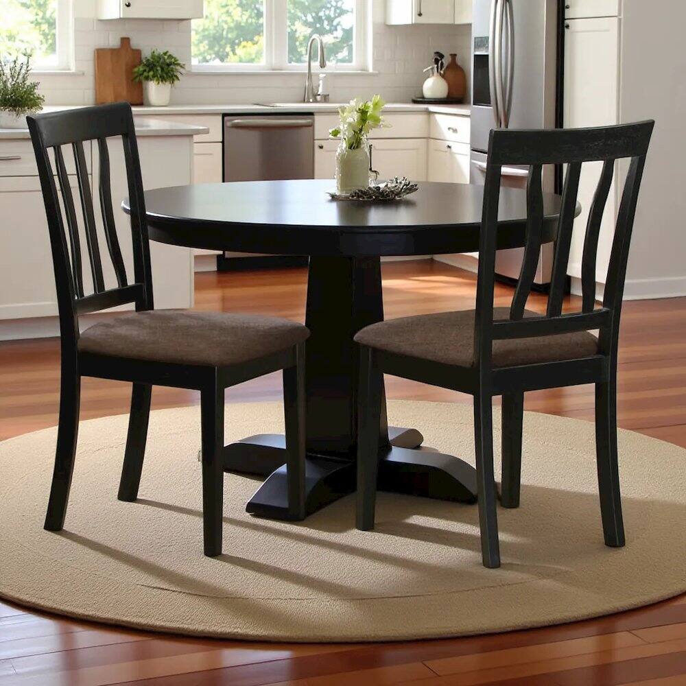 Left. FurniFact - Elegant Dining Chairs Set of 2 with Black and Cherry Wood Finish - Black & Cherry.