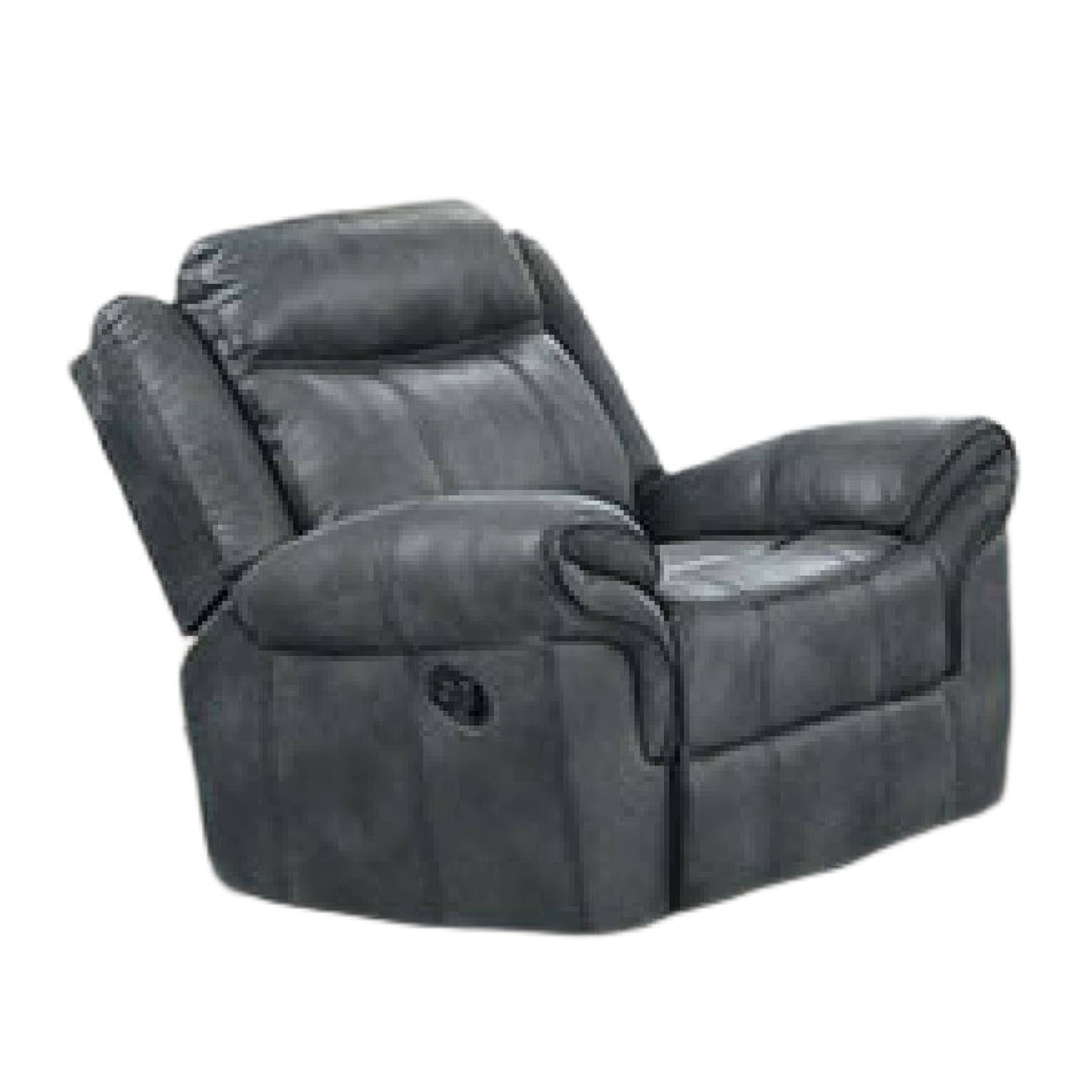 Front. Manhattan Lane - Arisa Manual Glider Recliner Chair w Wood Frame,  Faux Leather - Dark Gray.