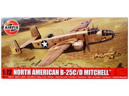 Level 3 Model Kit North American B-25C/D Mitchell Bomber Aircraft with 2 Scheme Options 1/72 Plastic Model Kit by Airfix - Brown