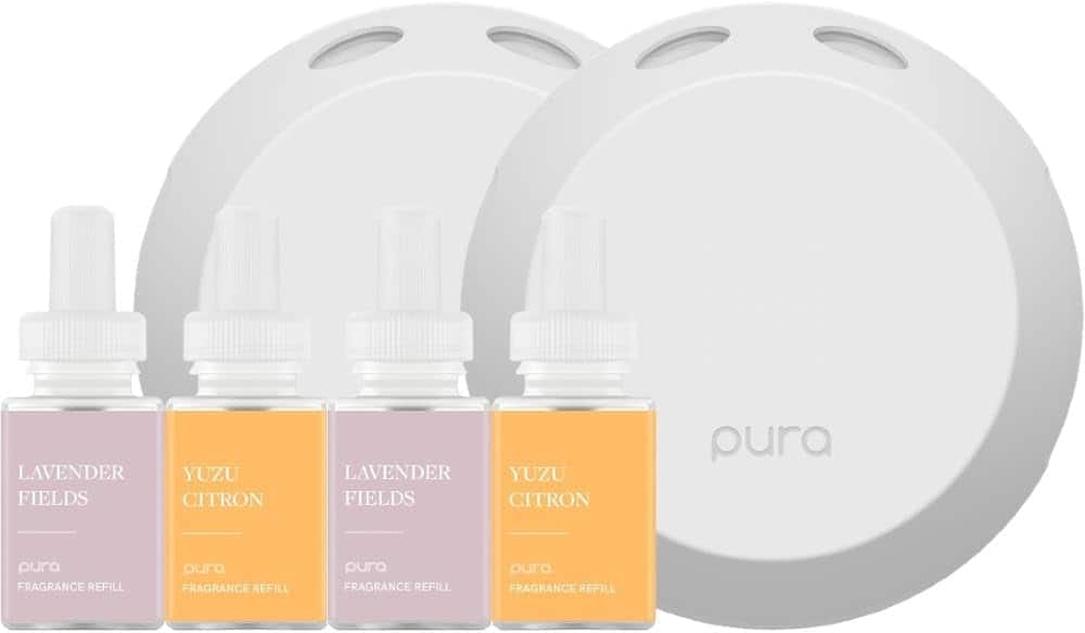 Pura - 4 Smart Fragrance Device Starter Set, Scent Diffuser for Home, Includes 2 Fragrance Aroma Diffuser & 4 Refills - Lavender Fields and Yuzu Citron price history on PriceWatchPro