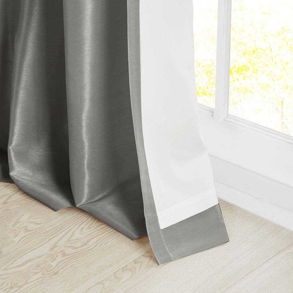 Alt View 1. BreeBe - Twist Tab Lined Window Curtain Panel Charcoal 50x108' - Charcoal.