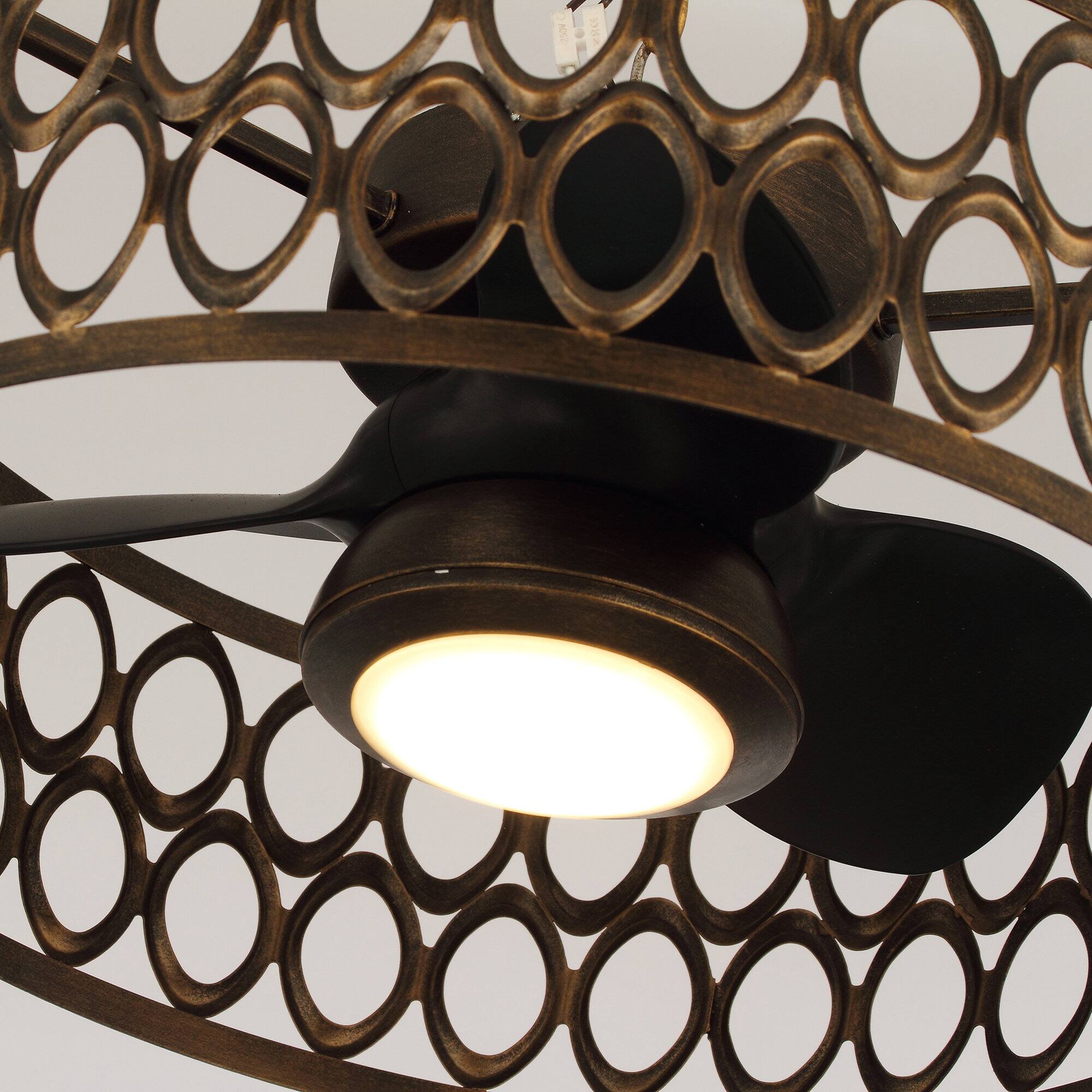 Alt View 3. Parrot Uncle - 21" Industrial LED Flush Mount Ceiling Fan with Lights and Remote Control - Bronze.