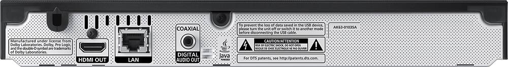 Back. Samsung - Streaming Audio Wi-Fi Built-In Blu-ray Player - Black.