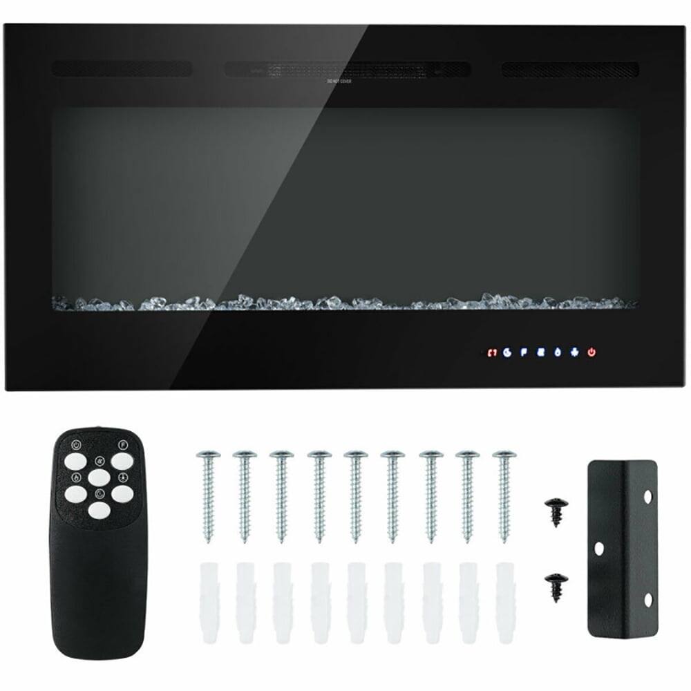 Left. Resenkos - Fireplace Heater,Electric Fireplace, 40-Inch Electric Fireplace Recessed with Thermostat.