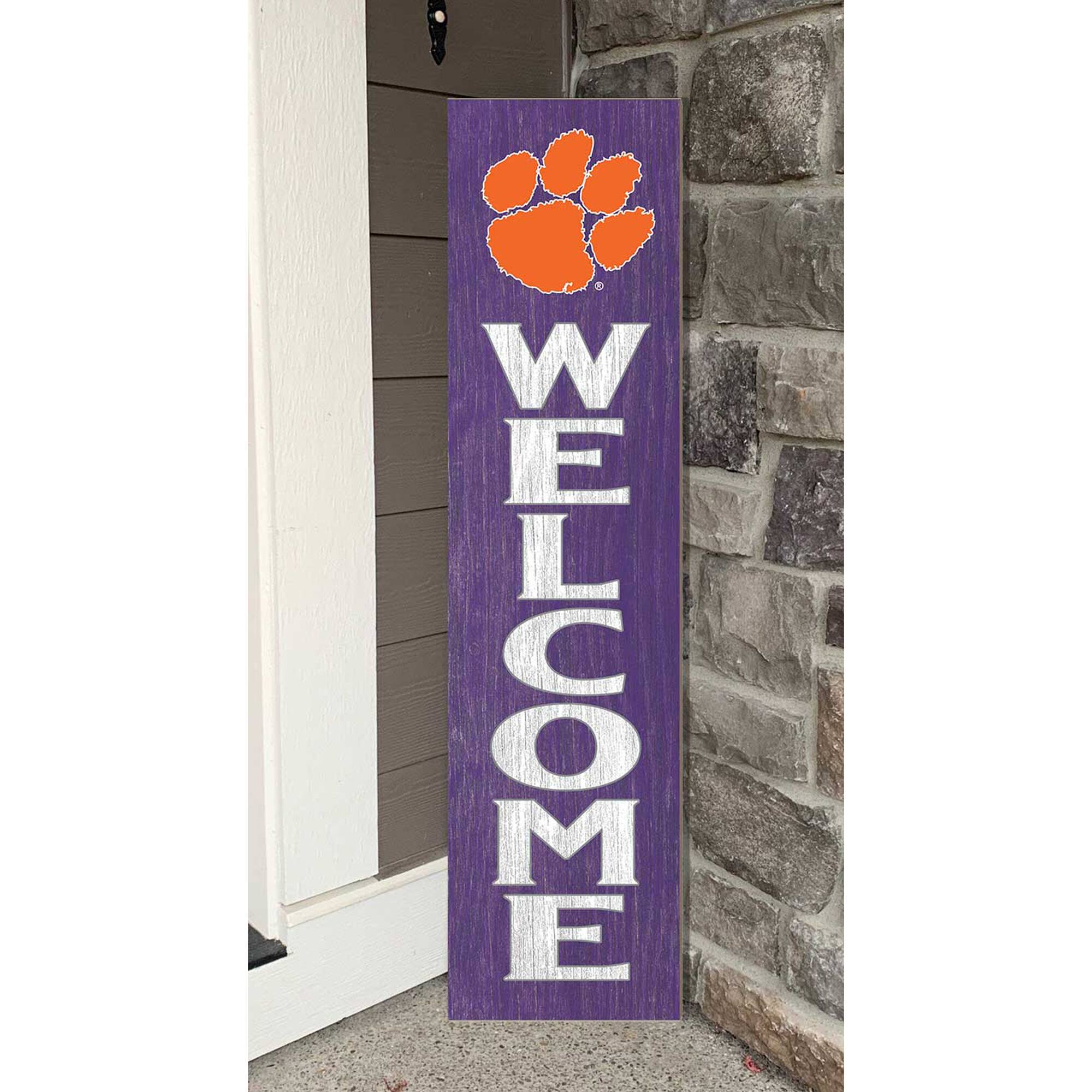 Alt View 1. Jardine - Clemson Tigers 12'' x 48'' Welcome Outdoor Leaner - Orange.