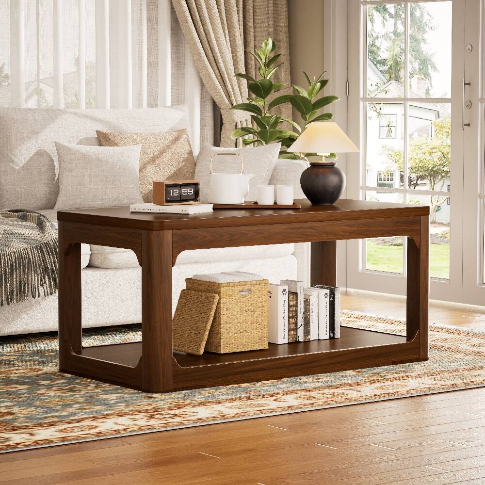 Alt View 4. Loheer - Loheer 3 Piece Coffee Table Set Walnut Modern Living Room Table Set with Storage - Walnut.