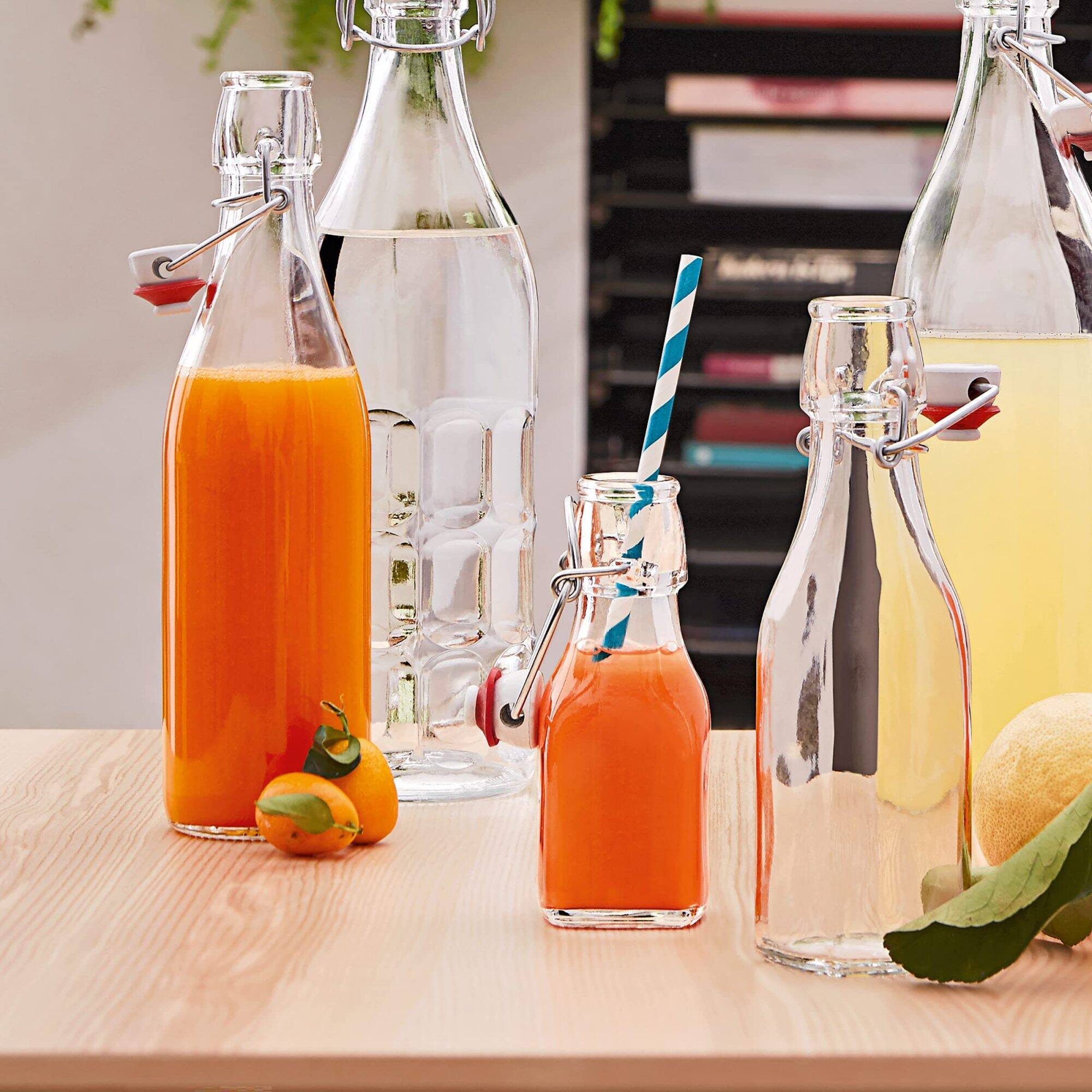 Alt View 1. Bormioli Rocco - Bormioli Rocco Swing-Top Glass Bottles, 33.75 oz, Set of 4, Airtight - Clear.