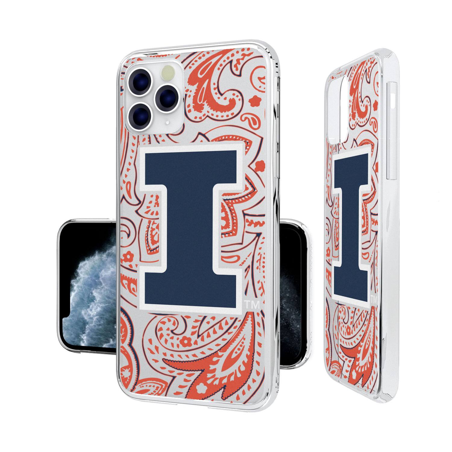 Alt View 3. Keyscaper - Illinois Fighting Illini iPhone Paisley Design Clear Case - 14 Plus - Multicolor.